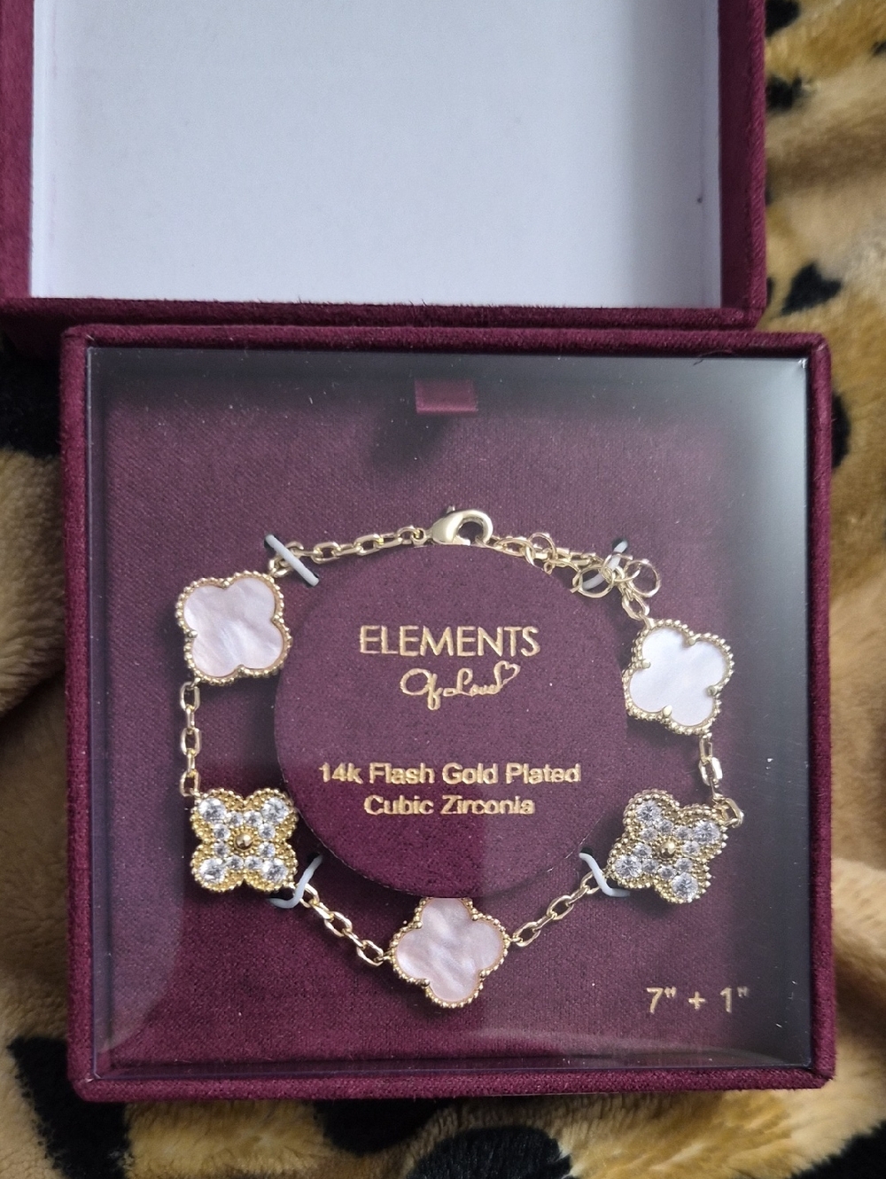 Element Gold-Tone Bracelet with White Mother-of-Pearl Clover Accents